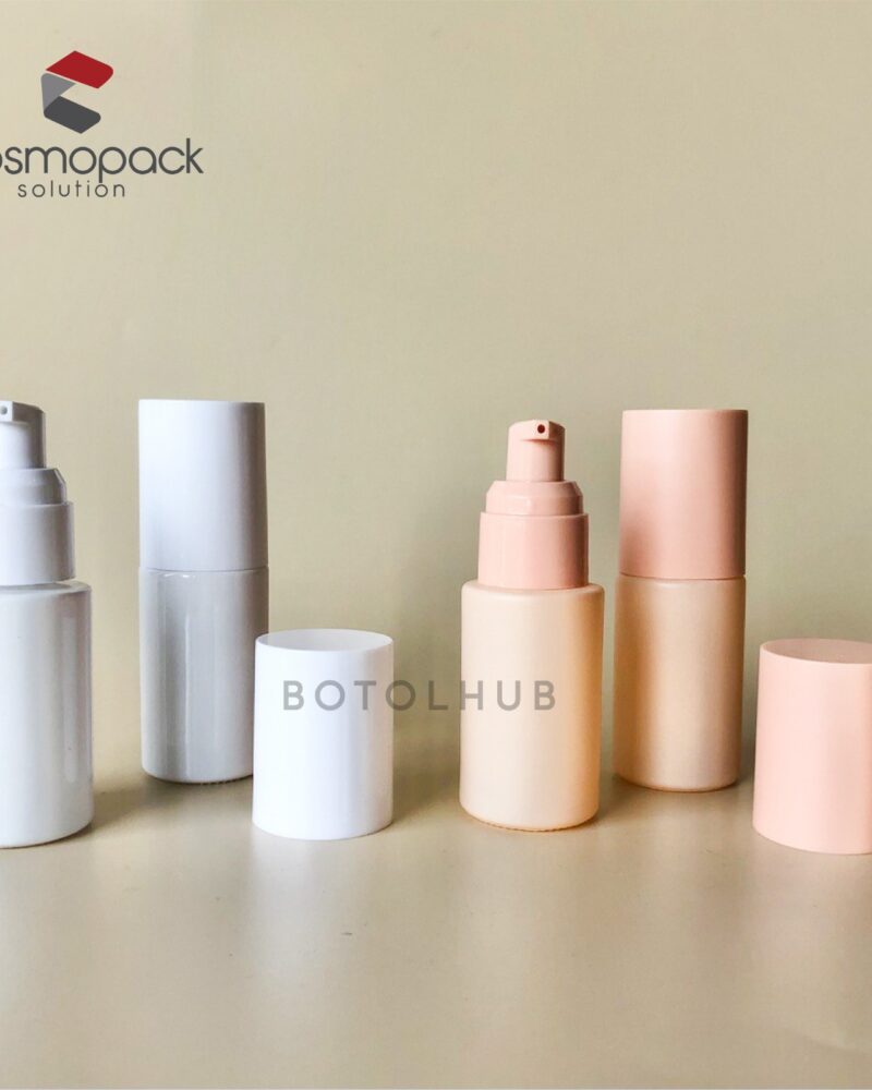 30ml Nude / White Glass Bottle with Plastic Pump & Cap GB88-30 / GB108-30