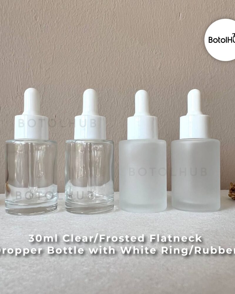 30ml Frosted /Clear FlatNeck Dropper Bottle GB30-10032/10033-30 Cosmopack / Botolhub