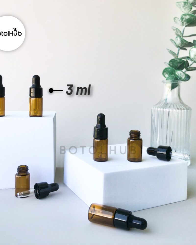 3ml Amber Dropper with Black Ring & Black rubber GB110-3