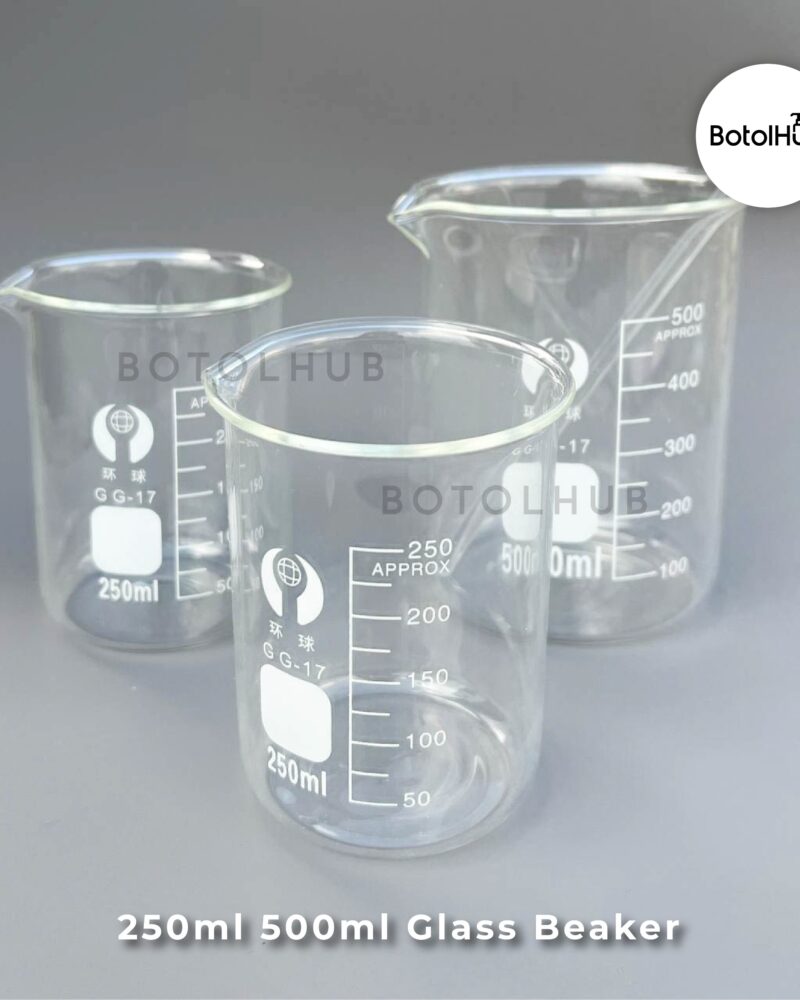 250ml 500ml Glass Beaker & Stirring Rod/ Chemistry Container Experiment Labware AC014 AC015