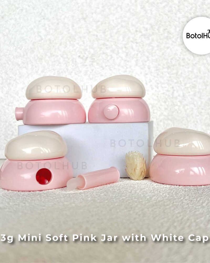 3g Mini Soft Pink Jar with White Cap PJ132-3