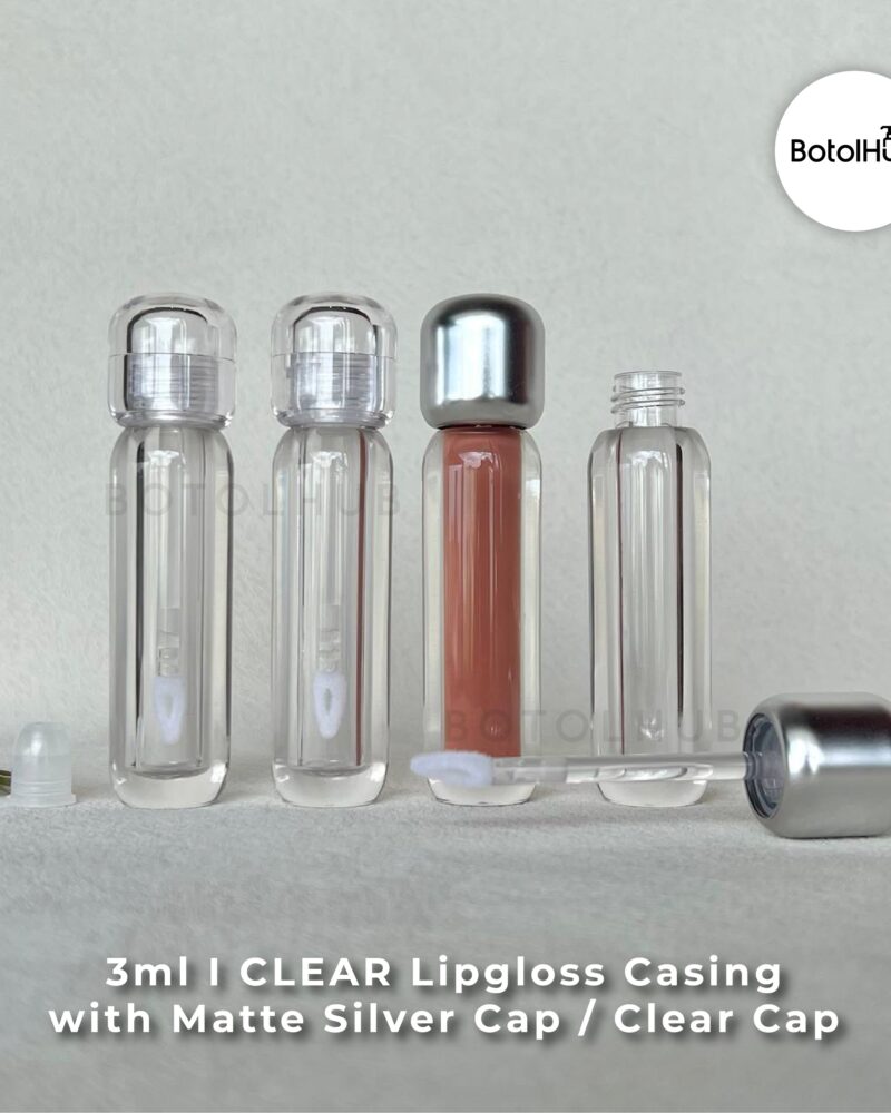 3ml i Clear Lipgloss Casing with Matte Silver Cap / Clear Cap LP95
