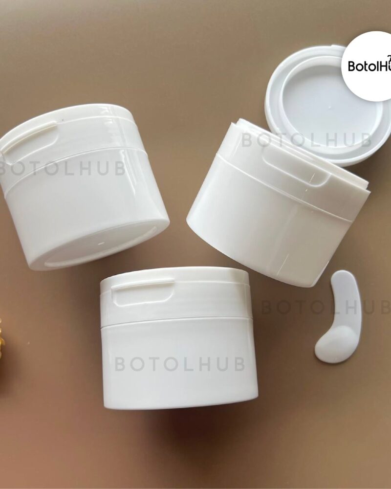 100g White PP Jar with Flip Cap & Spatula PJ130-100