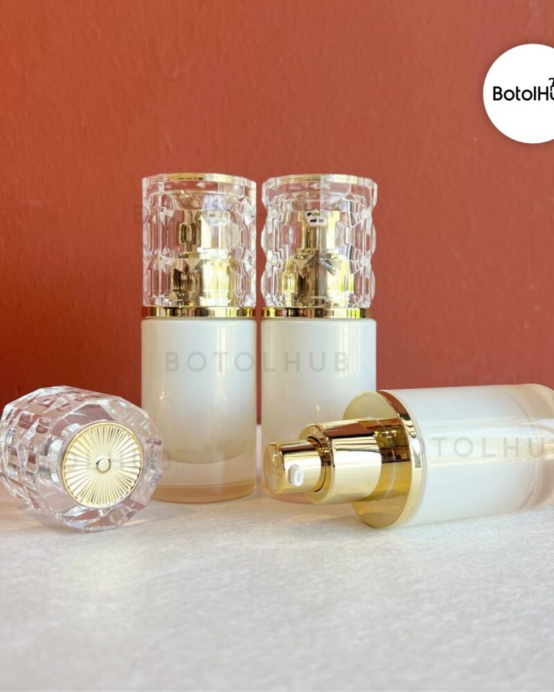 30ml Gradient Yellow Glass Bottle with Gold Pump & Transparent Cap GB141-30