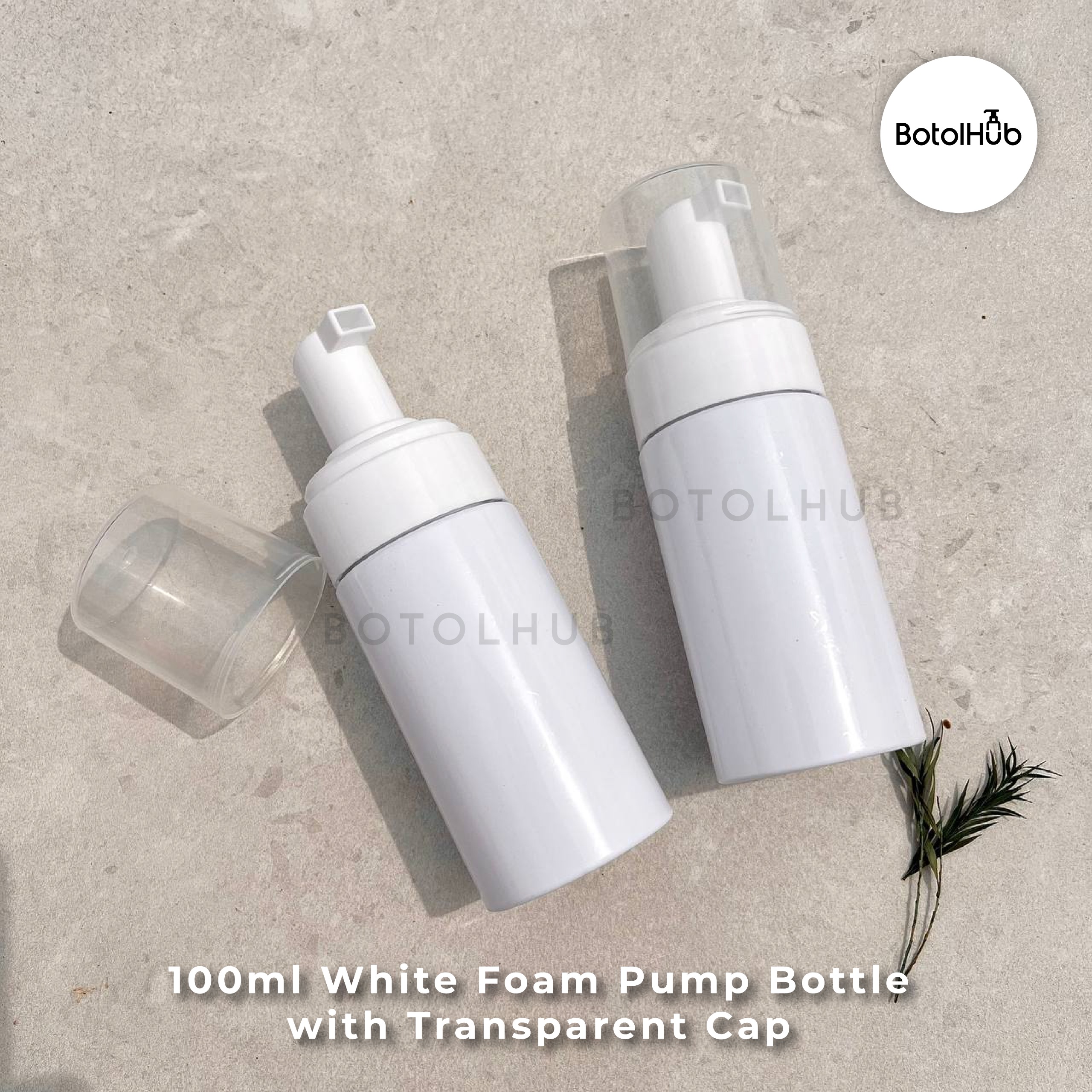 100m White Foam Pump Bottle + Transparent Cap PB146-100